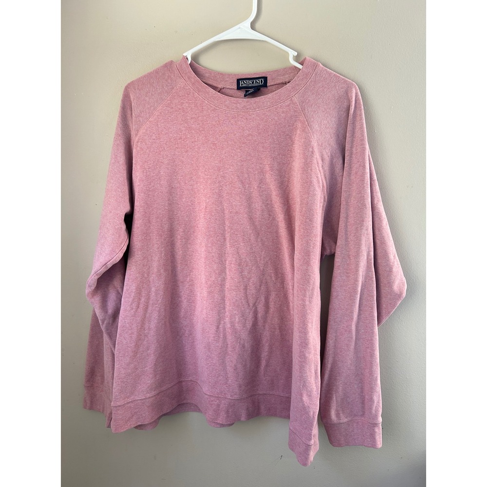 Lands End Pink Heathered‎ Crewneck Raglan Sleeve Sweatshirt Pullover Top XL